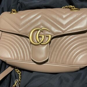 Gucci Tan Gold Chevron Shoulder Bag